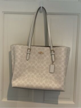 Coach Cream Signature Pattern Tote with Gold Hardware